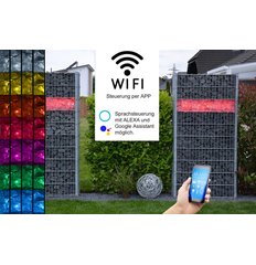 Xenon 3150 SMART LED Gabionen Leuchte Lampe 2x1,40m Länge mit RGB Farbe einstellbar mit APP Steuerung